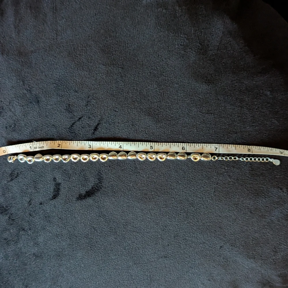 925 Solid Sterling Silver Beaded Bangle Bracelet Minimalist Quiet Luxury Pebble - Picture 5 of 6